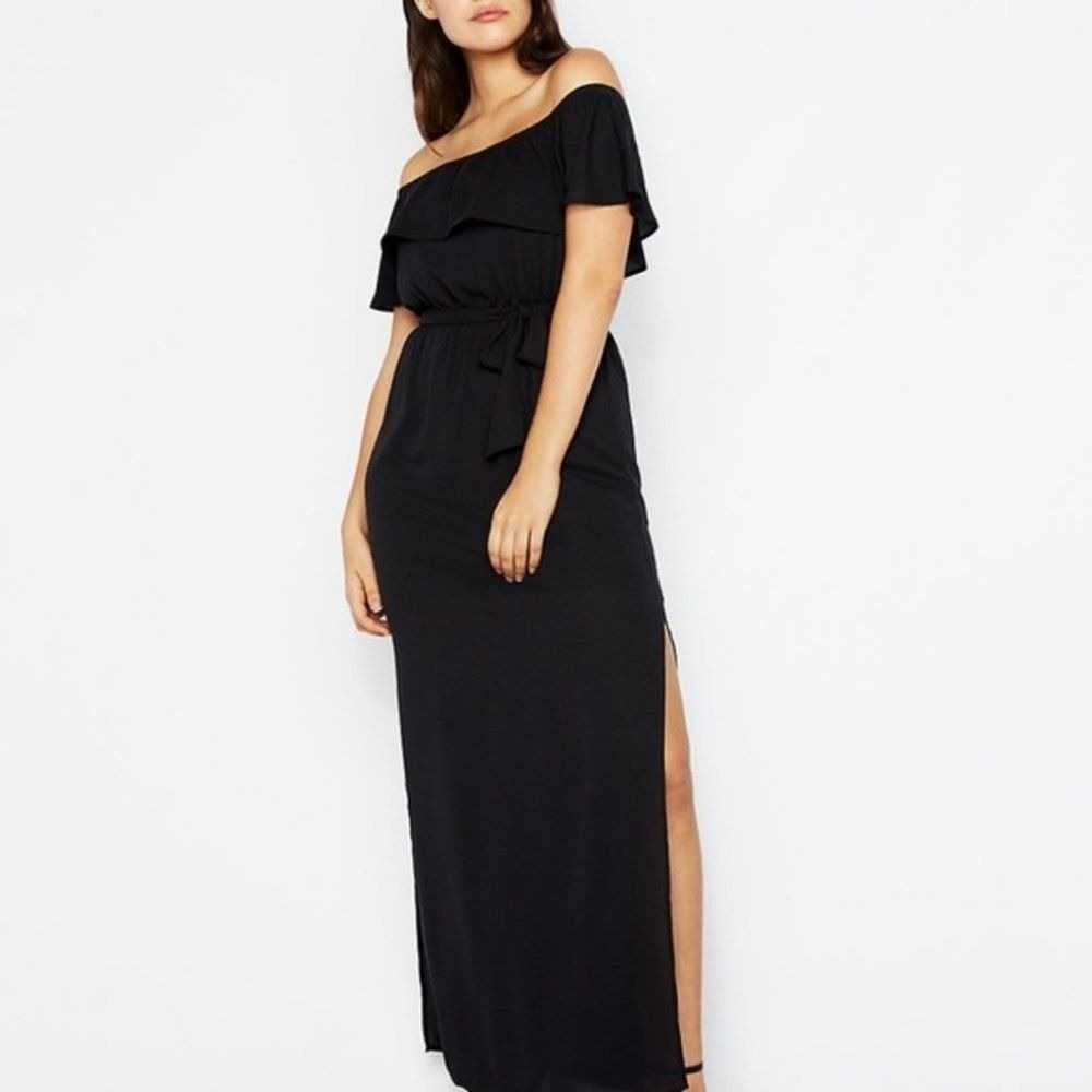 Express Off The Shoulder Tie Waist Maxi Dress‎ - Picture 2 of 6
